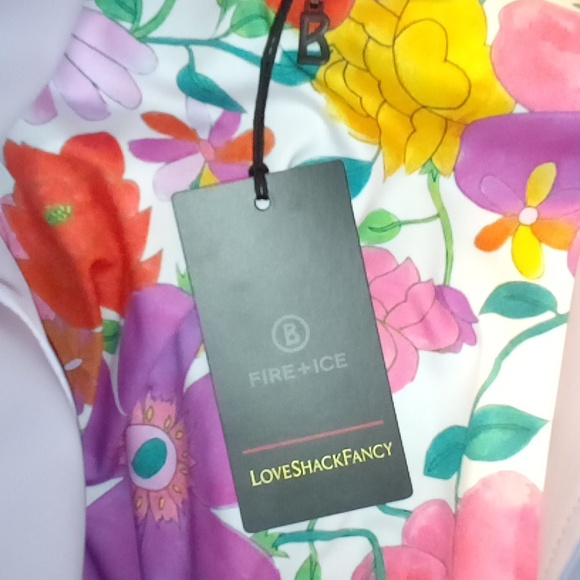 Bogner Fire+Ice LoveShackFancy. Quarter Zip SKI/Snowboard Base Layer. Floral. - Picture 5 of 7